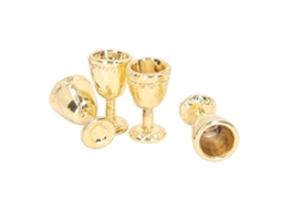 Mali 4pcs Taças de Champanhe Miniatura Simulada para Casa de Bonecas 1:12 Ouro