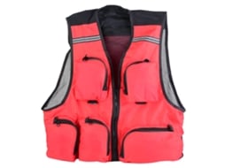 Colete fotográfico para pesca ao ar livre com vários bolsos, respirável e de secagem rápida (vermelho GG)