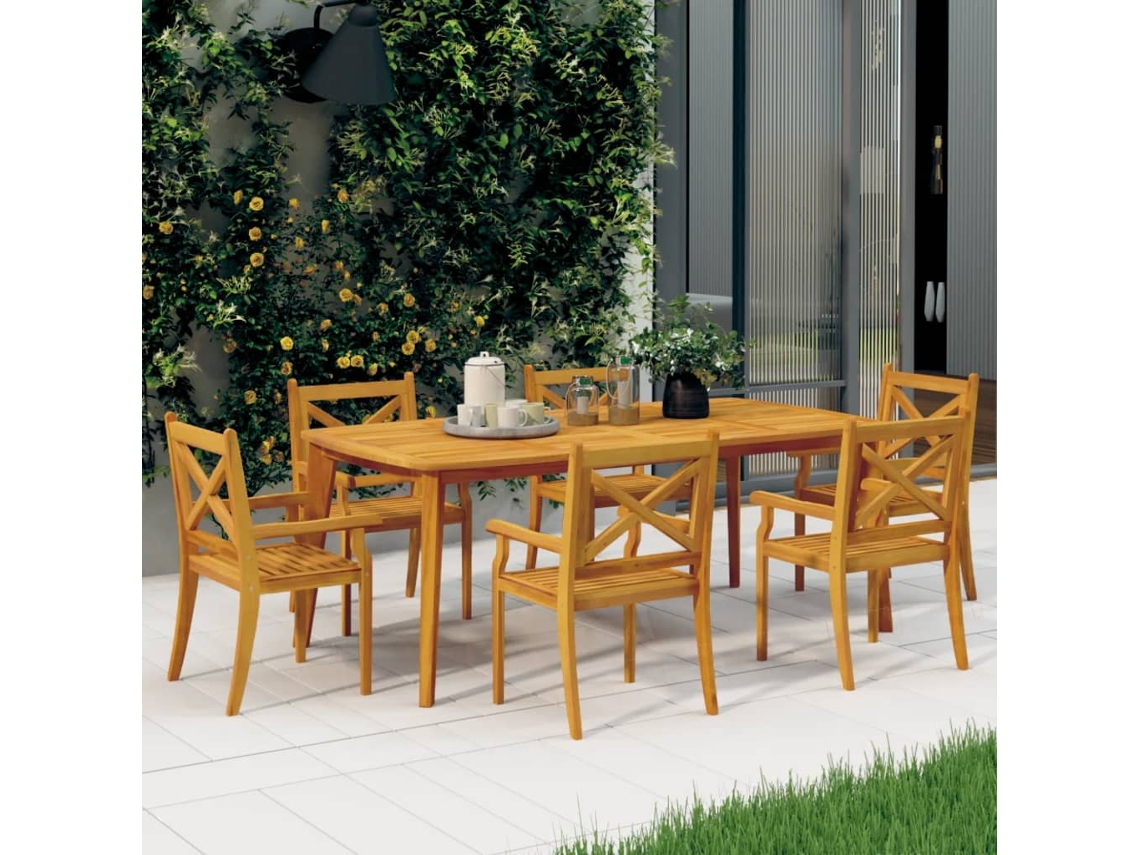 Cadeiras Jantar P/ Jardim 6 Pcs Madeira De Acácia Maciça Dkd Home Decor