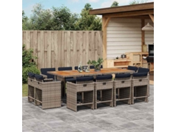 Vidaxl Conjunto De Jantar Para Jardim Com 13 Peças E Almofadas Em Rattan Sintético Cinza