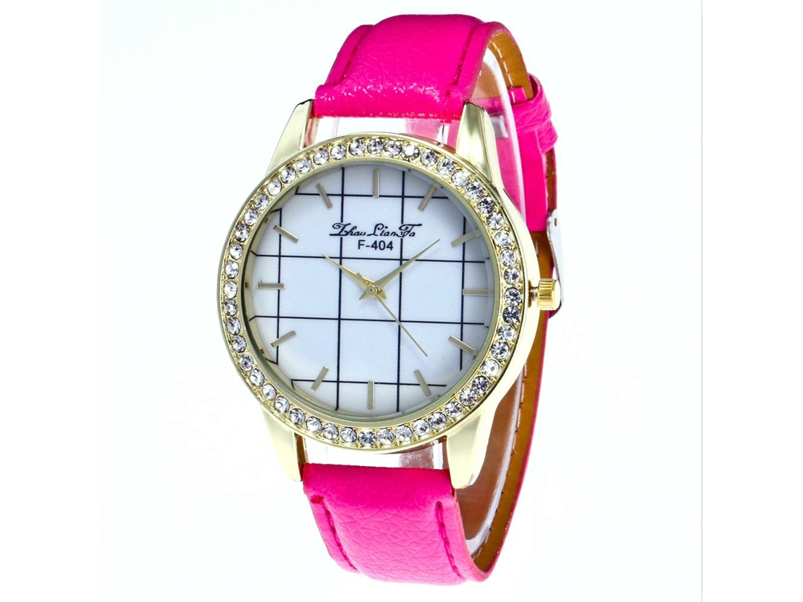 Relógio de pulso feminino casual Zhoulianfa com mecanismo de quartzo e pingente de pedra rosa.