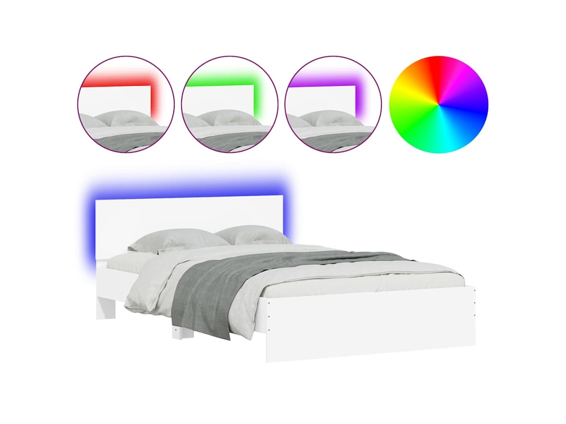 Bed Frame, Bed Frames Vidaxl Branco Madeira Processada (120 X 190 Cm)