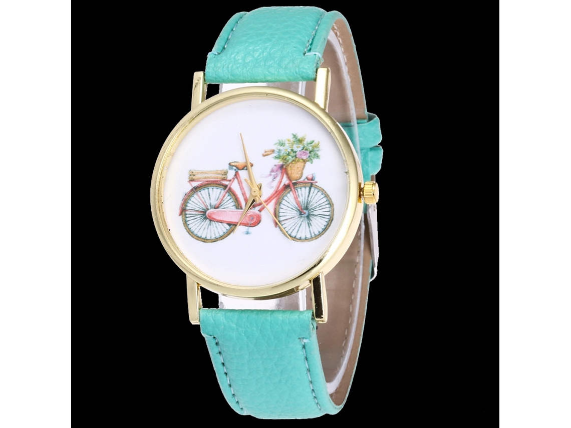 Relógio de pulso de quartzo simples com pulseira de couro PU para casais, unissex (verde menta)