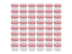 Vidaxl Frascos De Vidro Com Tampas Brancas E Vermelhas 48 Pcs 110 Ml