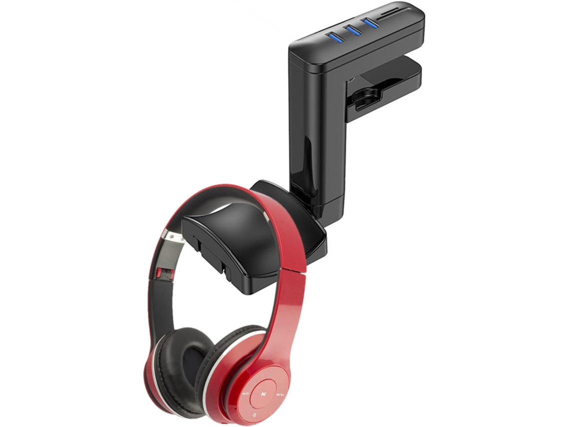 Suporte Para Fone De Ouvido Generico Com Hub Usb E Clipe Para Cabo