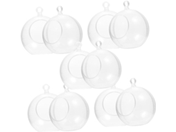 Lote De 10 Bolas De Natal De Plástico Transparente, Preenchíveis, Para Pendurar, E