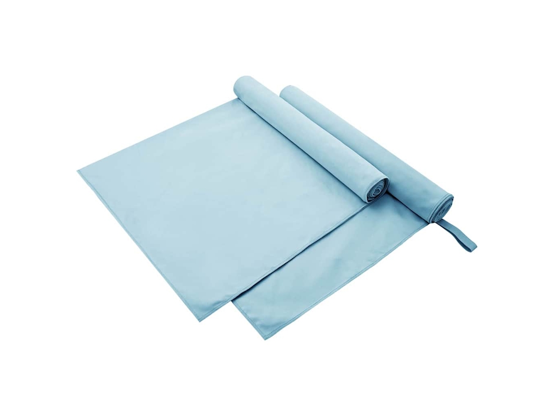 Conjunto 2 Toalhas Esportivas Vidaxl Azul Poliéster (180 X 90 Cm)