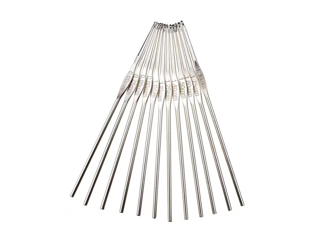 Conjunto De 12 Agulhas De Crochê Finas E Pequenas Para Projetos De Tricô Fino Aquaforge