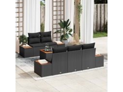Vidaxl Conjunto De Sofá De Jardim 6 Unid. Preto Rattan Sintético