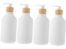 De 4 Frascos Com Bomba Dosadora Vazios E Recarregáveis Para Shampoo, Gel De Banho E Produtos De Higiene Pessoal.