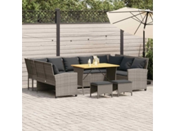 Vidaxl 4 Pcs Conjunto Sofás De Jardim C/ Almofadões Vime Pe Cinzento