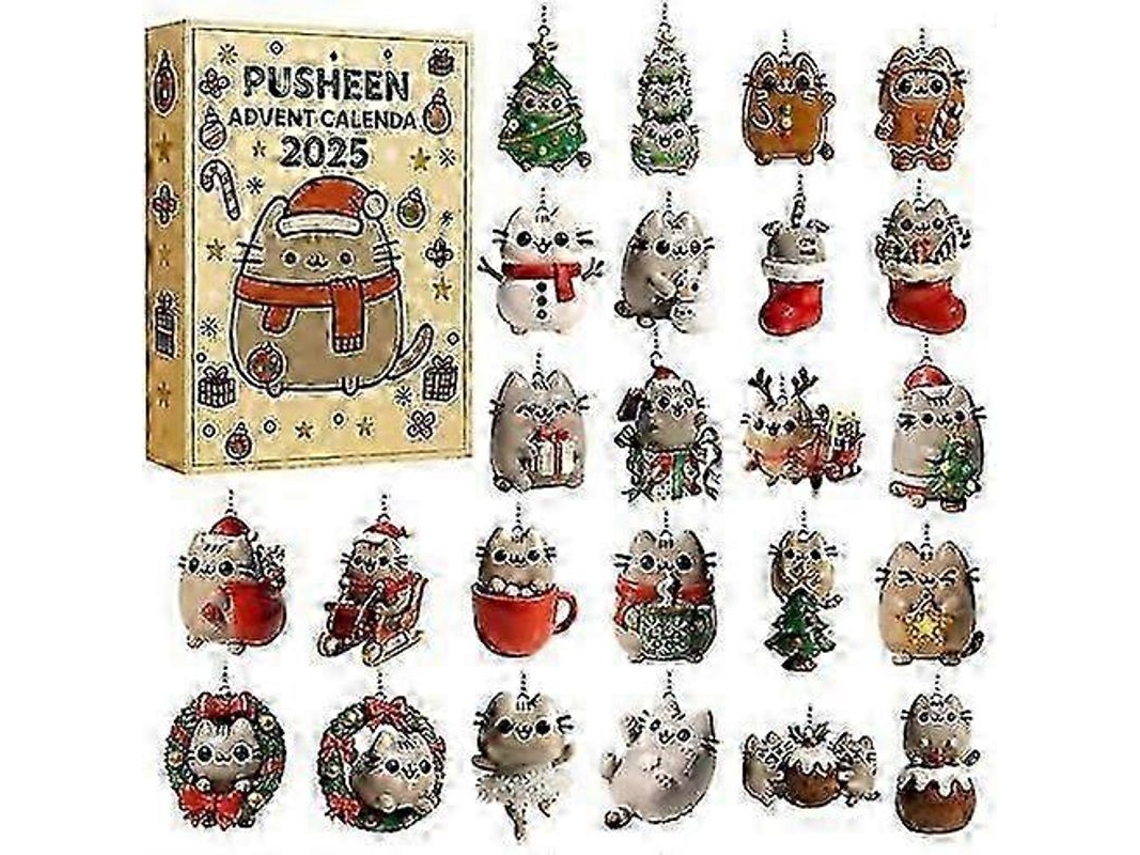 Calendário De Adviento Navideño 2025 Decoração Acrílico Estilo Completo 2d Presente Surpresa Pusheenbox