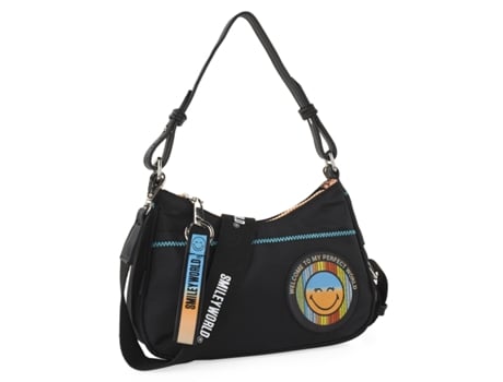 Saco De Ombro Sint/pu Para Mulher Smiley World Smiley Preto