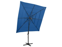 Vidaxl Guarda-sol 4 Camadas Com Poste Alumínio 250x250 Cm Azul Ciano
