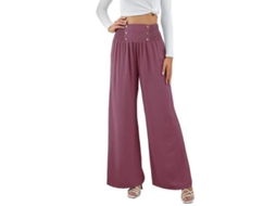 2026-pantalones Anchos De Lino Para Mujer Verano Cintura Alta Elástica Pantalones De Playa Xxl Morado