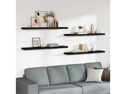Vidaxl Prateleiras De Parede Suspensas 4 Pcs 120x23,5x3,8cm Mdf Preto