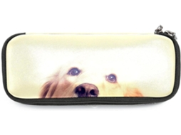Porta-lápis com filhote de Golden Retriever e filhote, organizador de canetinhas de grande capacidade, nécessaire de maquiagem