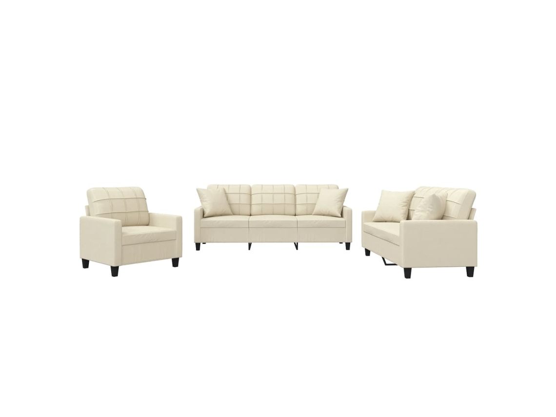 Sofa Set, Sofa Sets Vidaxl Creme Couro Artificial (n/a)
