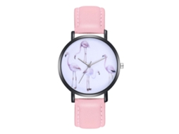 Relógio feminino Zhoulianfa K027-h rosa com mecanismo de quartzo e pulseira de PU.