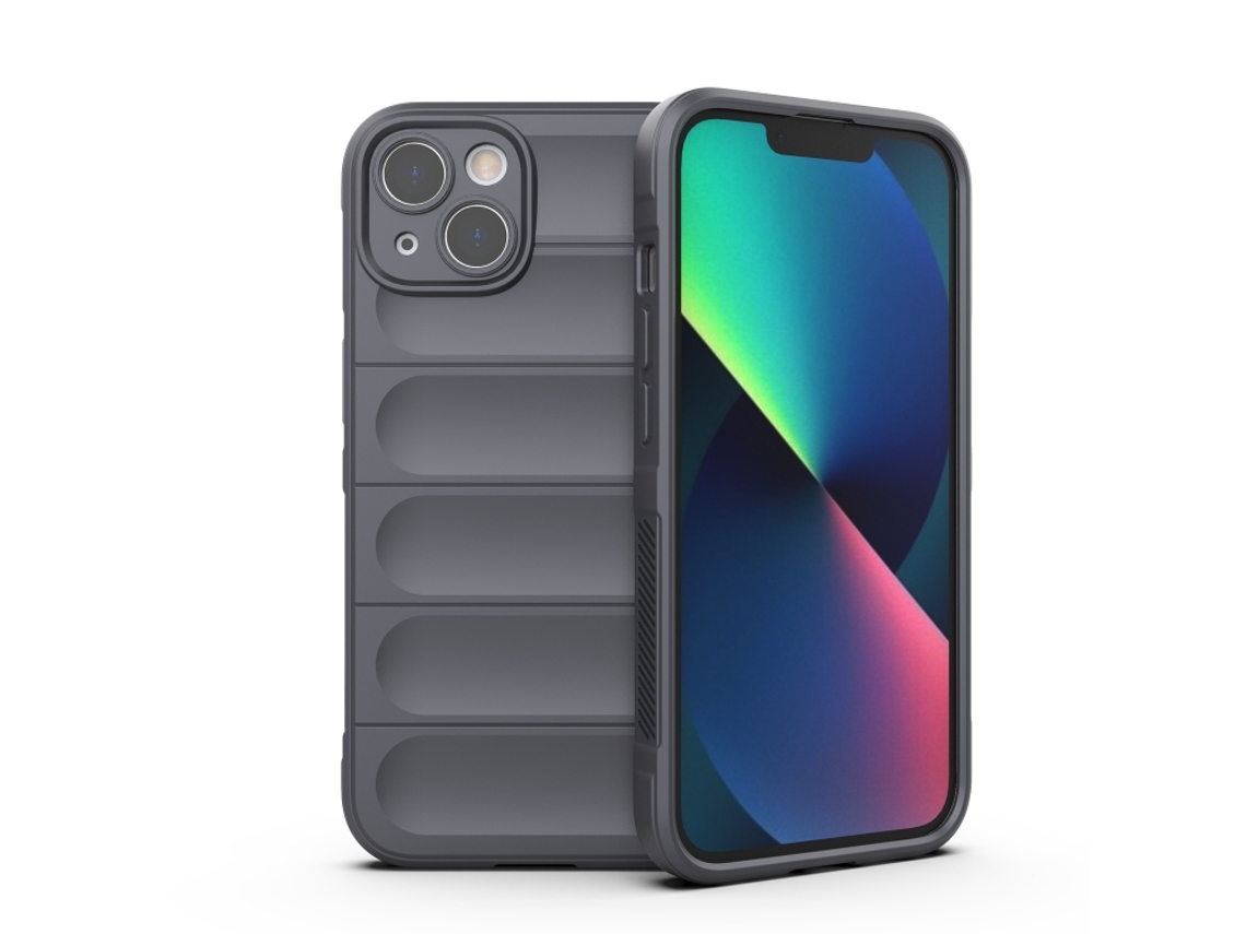 Capa Halinuia Para Iphone 13 Magic Shield Tpu Cinzento Escuro (proteção Integral, Interior Em Flanela)