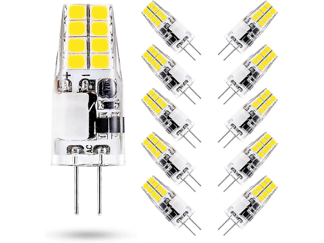 10 Lâmpadas Led G4 3w, 6000k, Branco Frio, Correspondente À Lâmpada Halógena G4 De 35w, Ca/cc 12v, 300 Lúmens, Não Regulável Brilvibera