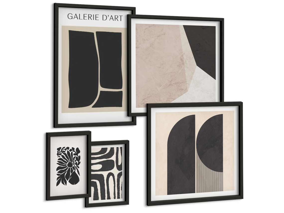 Conjunto De Pinturas Gráficos Estilosos Minimalistas Espelharte (5 Peças)