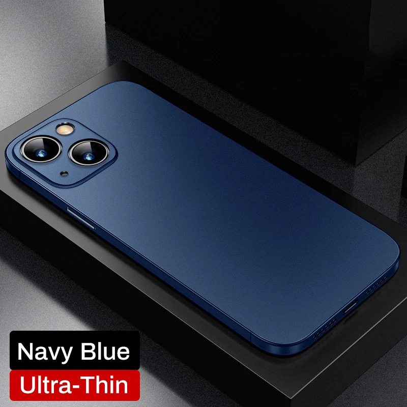 Capa Ultrafina E Macia Para Iphone 13 (azul), Com Parte Traseira Rígida Fosca.