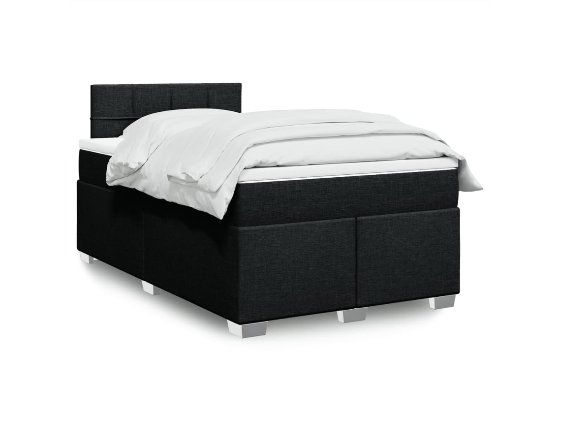 Vidaxl Cama Boxspring Com Colchão 120x190 Cm Tecido Preto