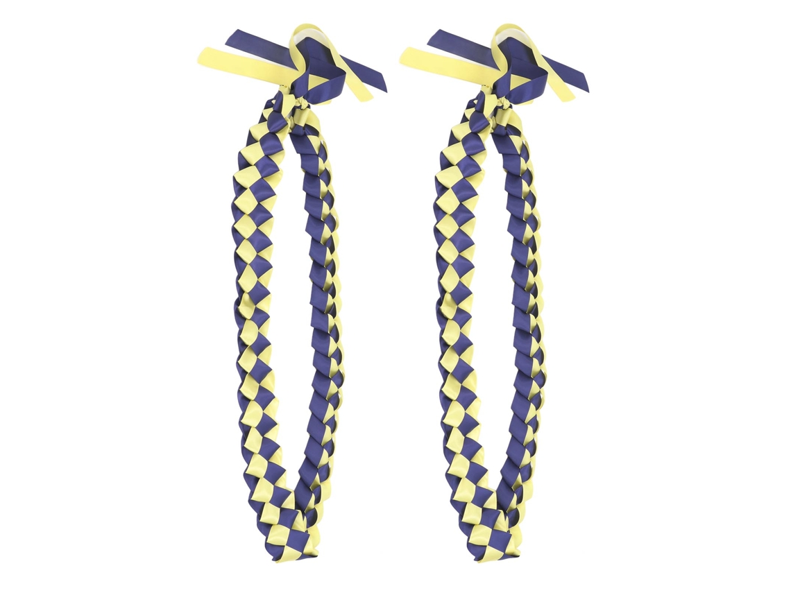 2pcs Guirlanda de Fita Trançada Dupla Colar Formatura Azul Ouro | S/MARCA