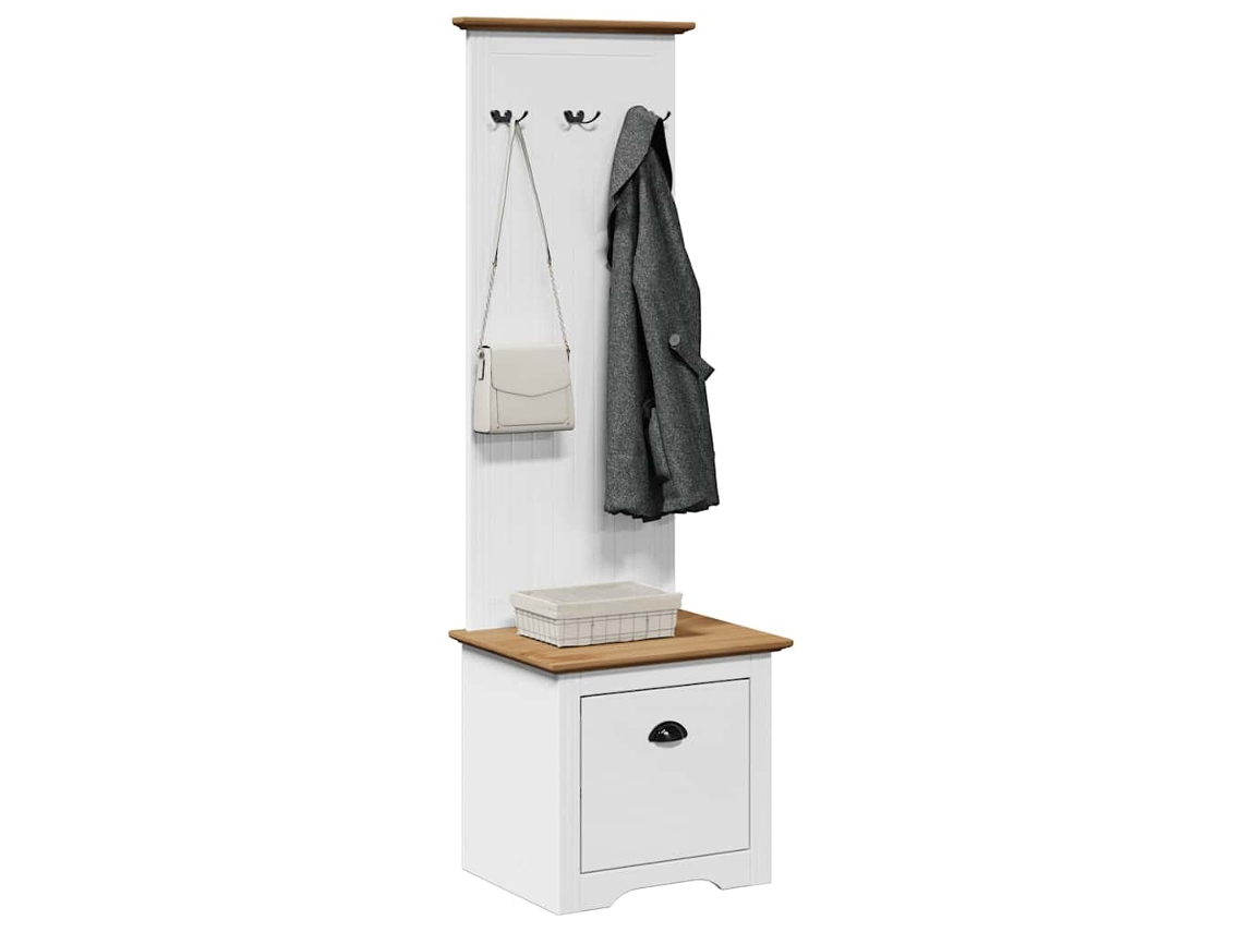Vidaxl Armário Corredor Com Ganchos Bodo Branco Castanho 50x40x157 Cm
