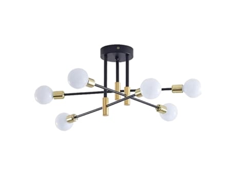 Candeeiro de Teto Simples de Ferro Criativo de 6 Cabeças com Poste Móvel Adequado para Salas de Estar e Restaurantes SLD