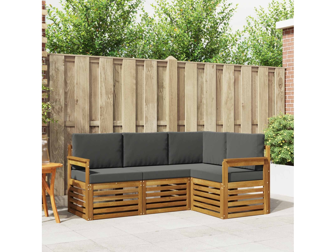 Vidaxl Conjuntos De Sofás Com Almofada 4 Pcs Natural E Antracite