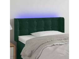 Vidaxl Cabeceira Cama C/ Luzes Led Veludo 83x16x78/88 Cm Verde-escuro