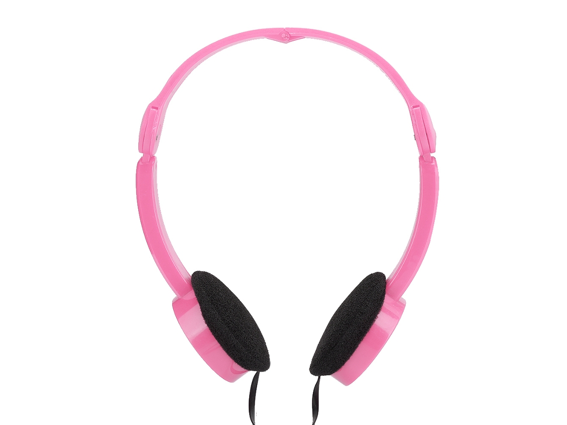 Fone de Ouvido Estéreo Mali Plegável para Crianças, Cabo Sem Enrolar, Rosa