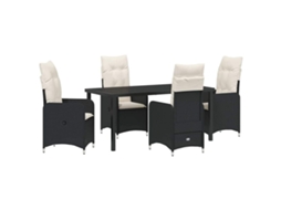 Conjunto de Jantar para Jardim 5 Pcs Preto Vime Pe MAISON EXCLUSIVE