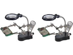 Alicate Auxiliar De Reparo Com Lupa E Luz Led Para Reparo De Placas De Circuito Impresso, Suporte Pa Gokoco