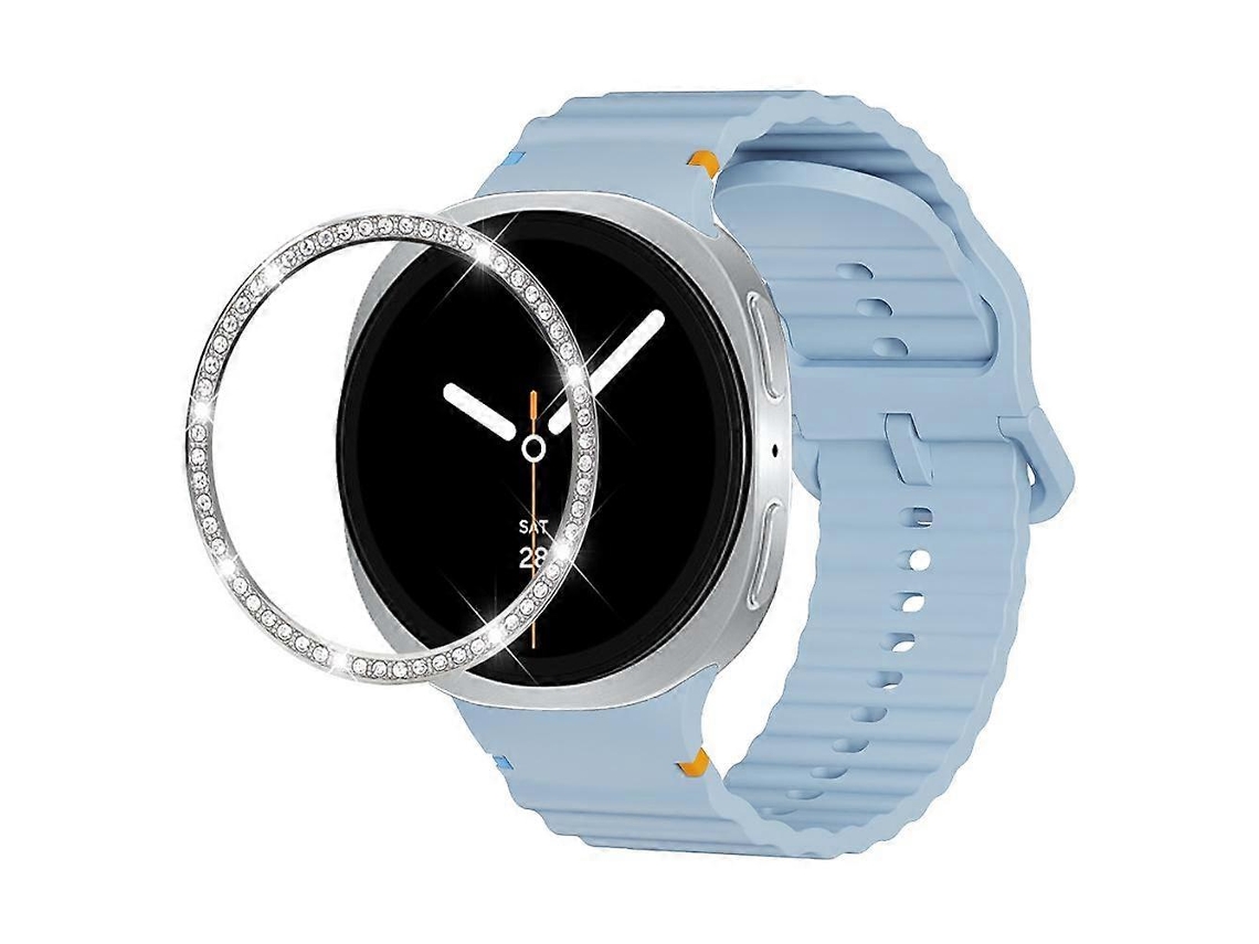 Pulseira De Silicone Com Bisel De Diamantes E Fivela Com Costura Ondulada.