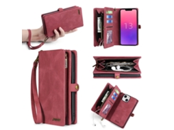 Capa Quedas Para Iphone 15 Pele Sintética Magnética Vermelho