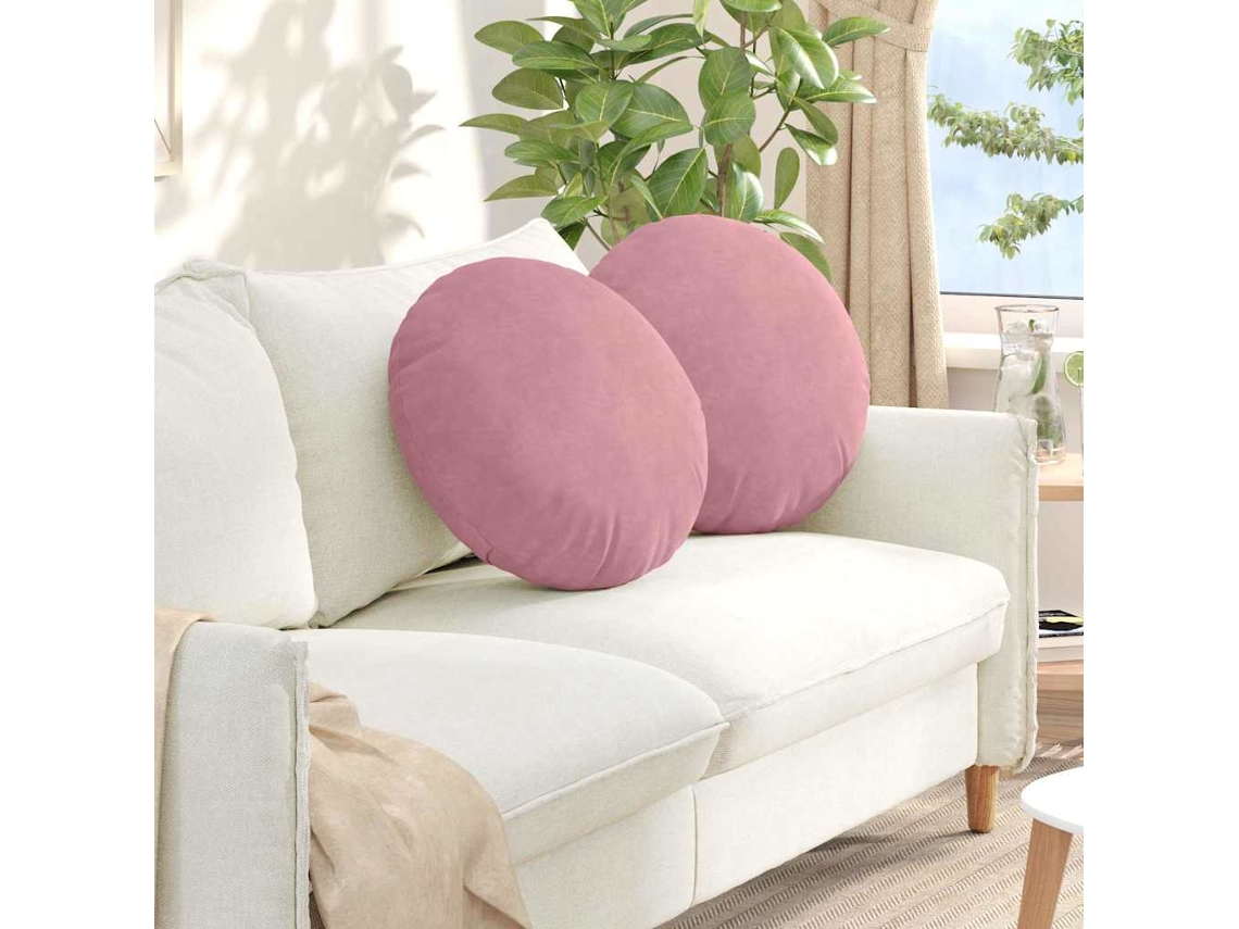 Vidaxl Almofadas De Assento 2 Pcs Rosa Ø50 X 19 Cm Veludo
