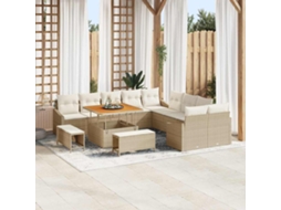Vidaxl Conjunto De Sofá De Jardim 13 Pcs Bege Rattan Sintético