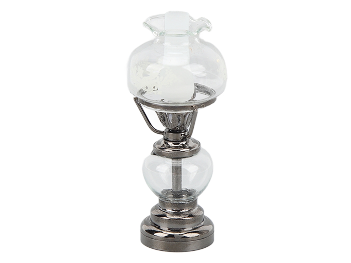 Mali lâmpada de Candelabro Miniatura para Casinha de Bonecas 1/12 em Metal e Vidro com Bateria