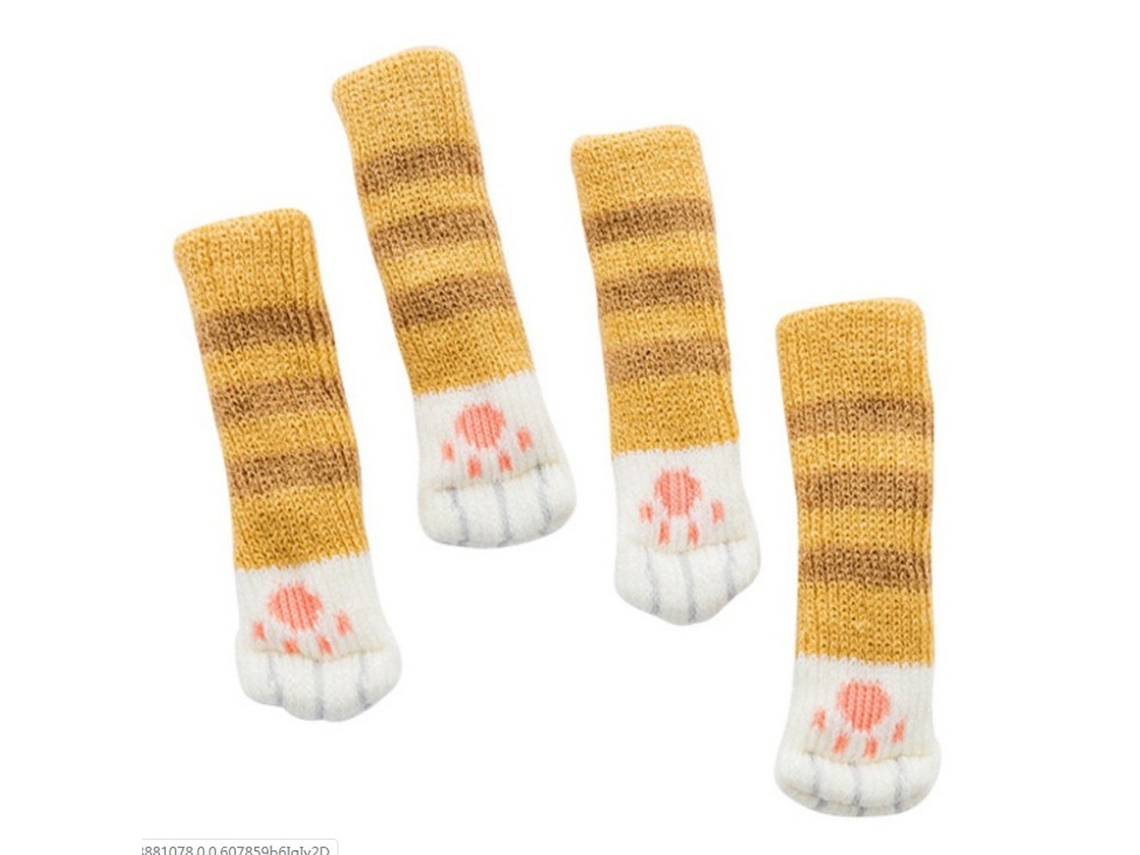 4pcs Capas para Pernas de Cadeira com Design de Pata de Gato Proteção para Chão Bonito e Prático | S/MARCA