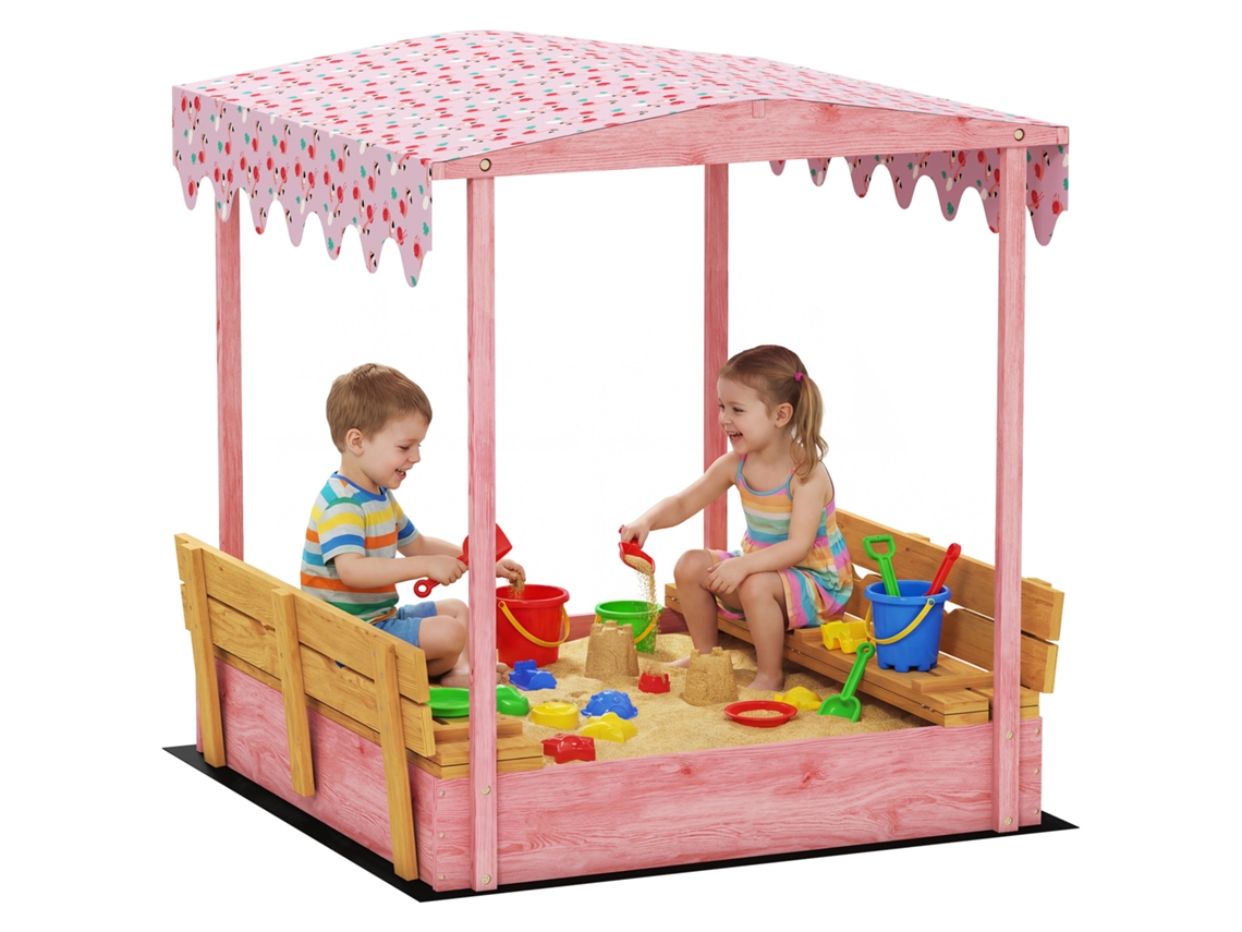 Caixa de Areia Flamingo Rosa 134,5x127,5x130cm (madeira Abeto, 3 6 Anos)