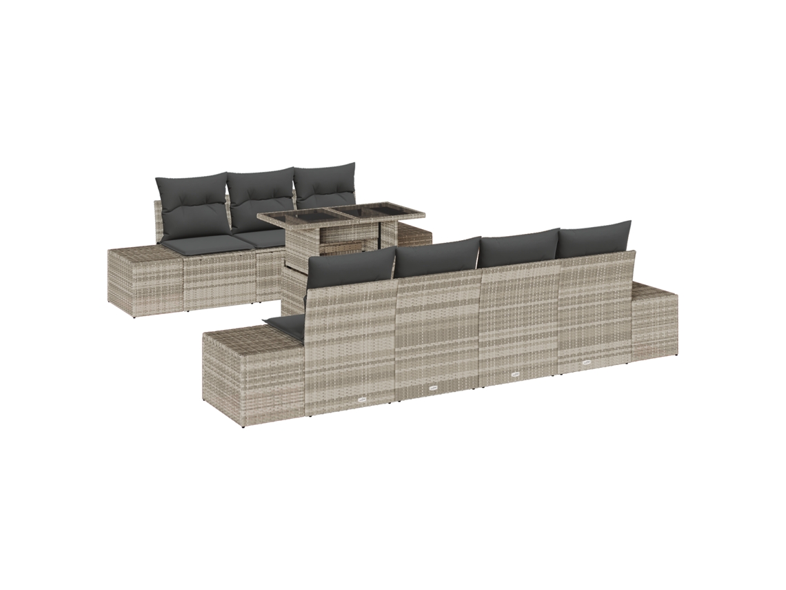 Conjunto 8 Móveis De Jardim Vidaxl Cinzento-claro Vime Pe (100 X 55 X 73 Cm)