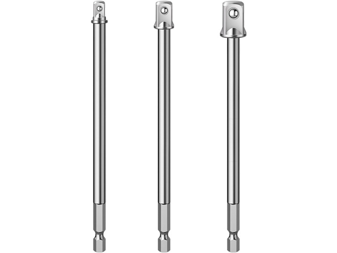 Haste Adaptadora De 150mm Comprimento Com Encaixe Hexagonal Para Soquete Quadrado, Com Design Antiderrapante, Tamanhos 1 4