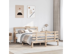 Vidaxl Estrutura De Cama Com Cabeceira 140x200 Cm Pinho Maciço