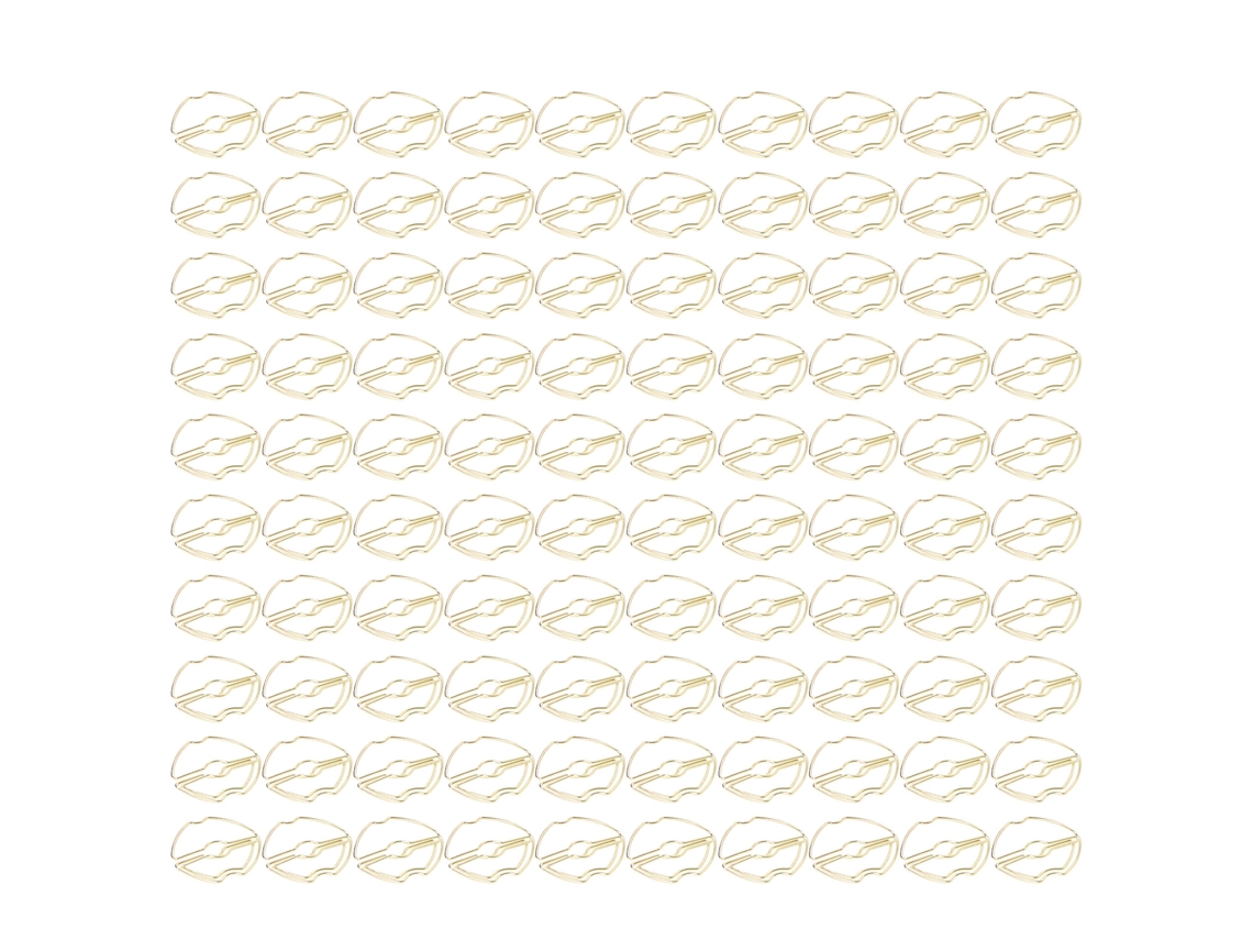 100 Clips De Papel Com Lábios Dourados Eletroplatados Para Escritório E Classificação De Arquivos