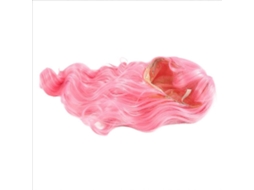 Peruca Rosa com Franja, Longa e Ondulada, Resistente Ao Calor. TAISHENGDA