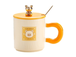 Caneca de 320Ml com Tampa e Colher Caneca de Urso de Cerâmica Caneca para Café Da Manhã para Casais em Casa Ou no Escritório NEVEANCE