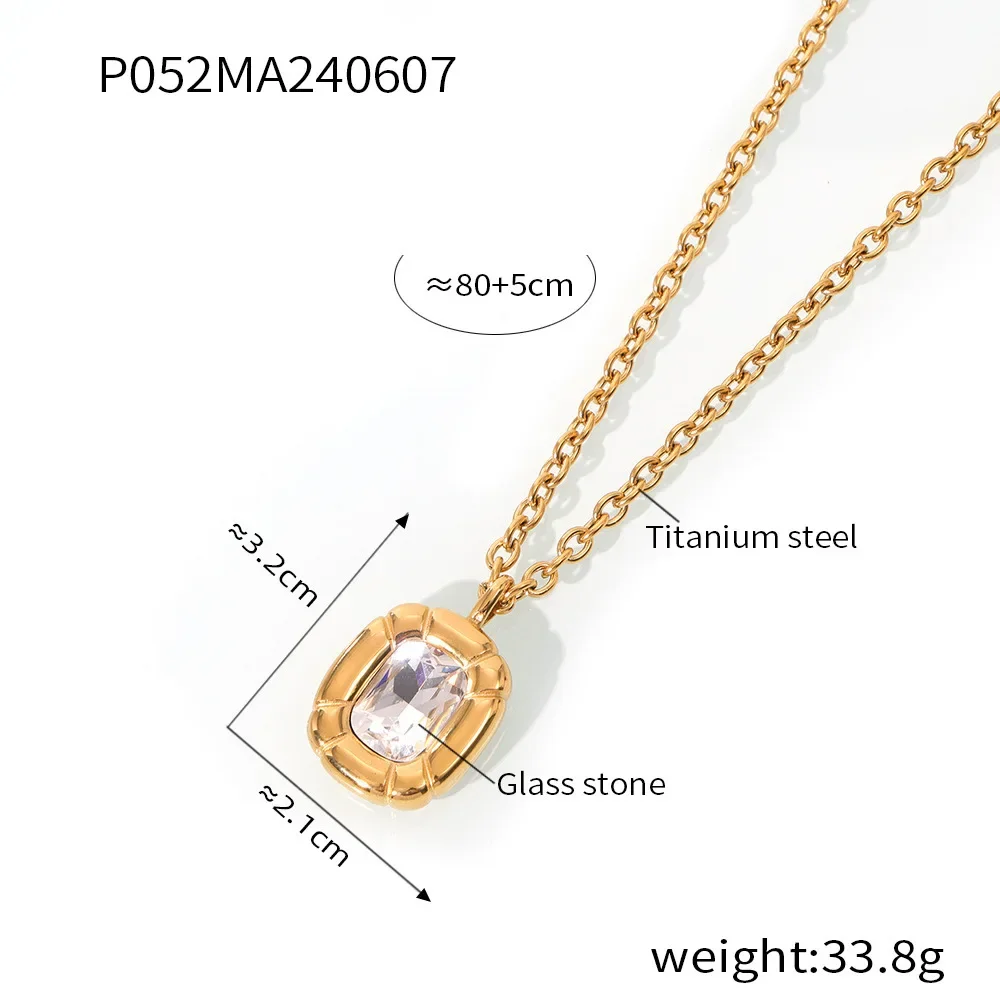 Conjunto De Colar, Pulseira E Brincos Com Pingente De Pedra De Vidro Em Ouro E Prata.